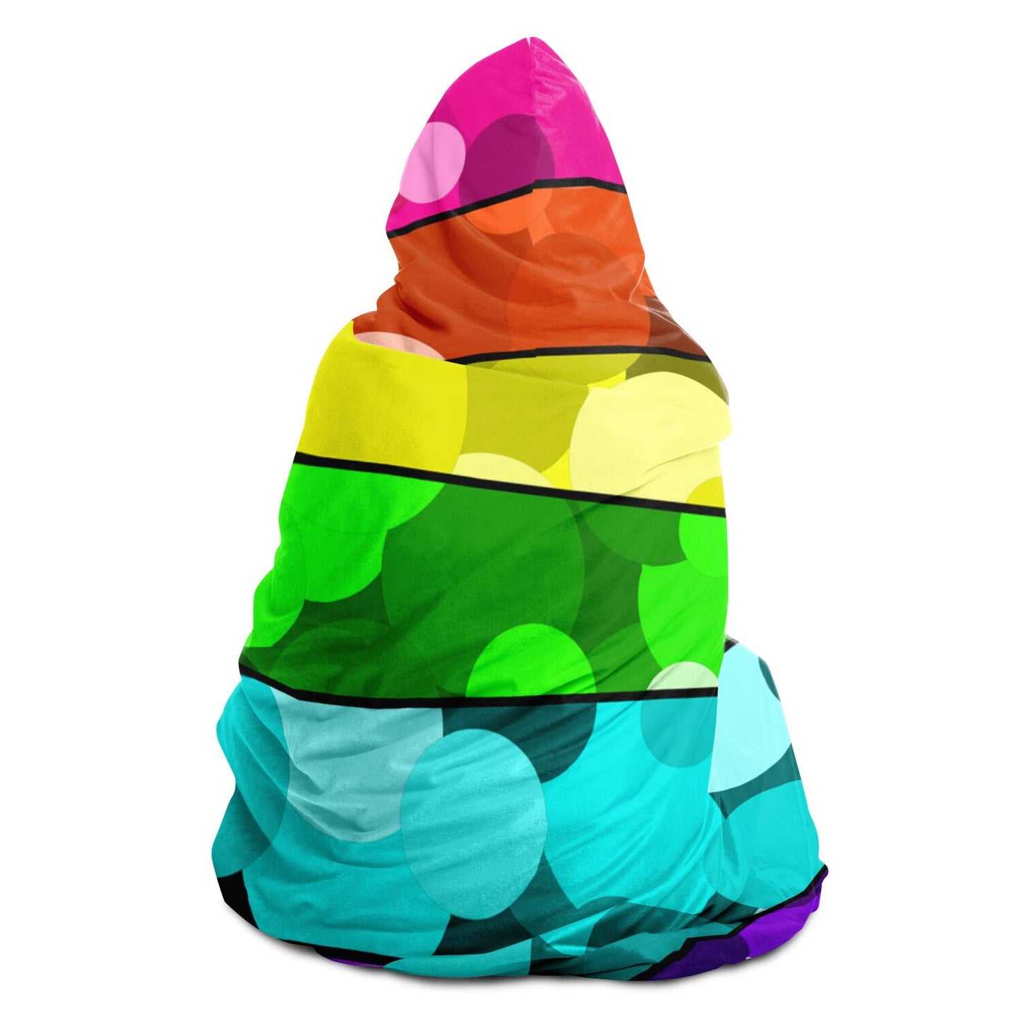 Rainbow Circles Hooded Blanket