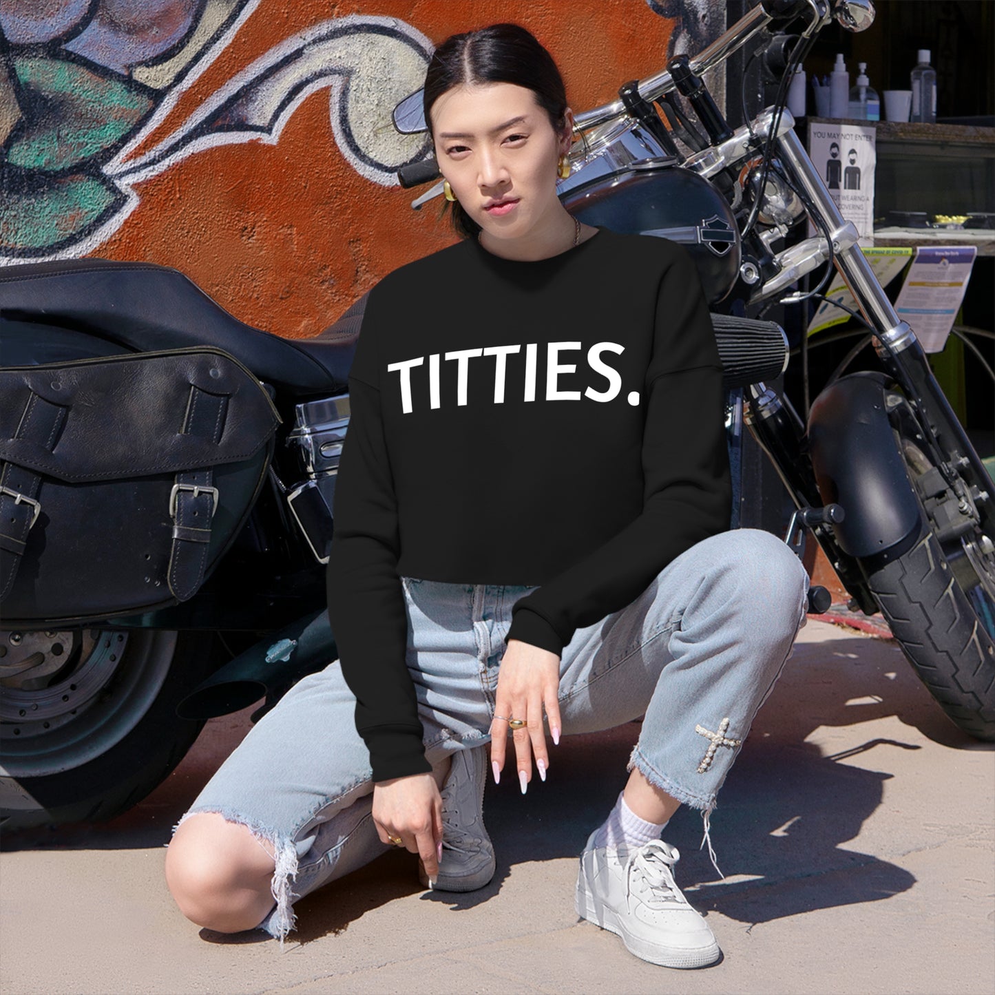 Nonchalant TITTIES - Women's Cropped Sweatshirt