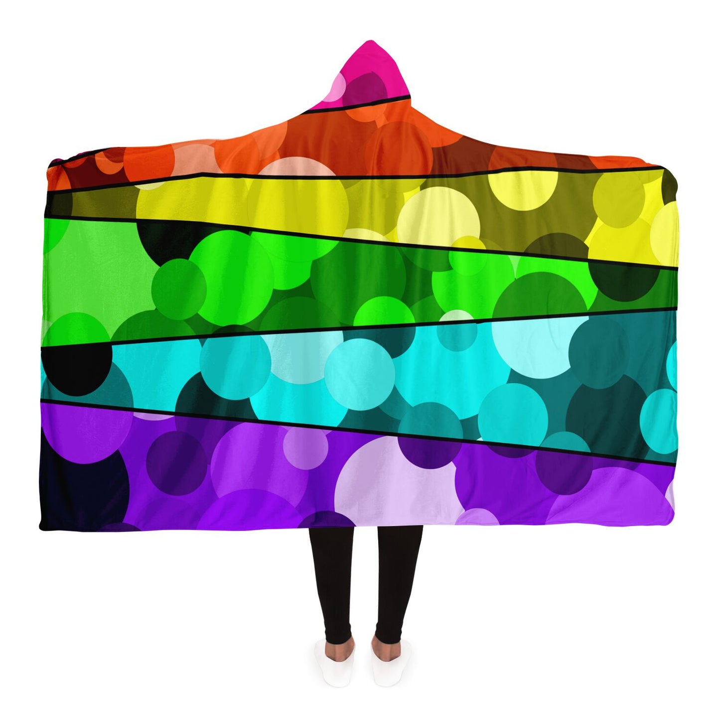 Rainbow Circles Hooded Blanket