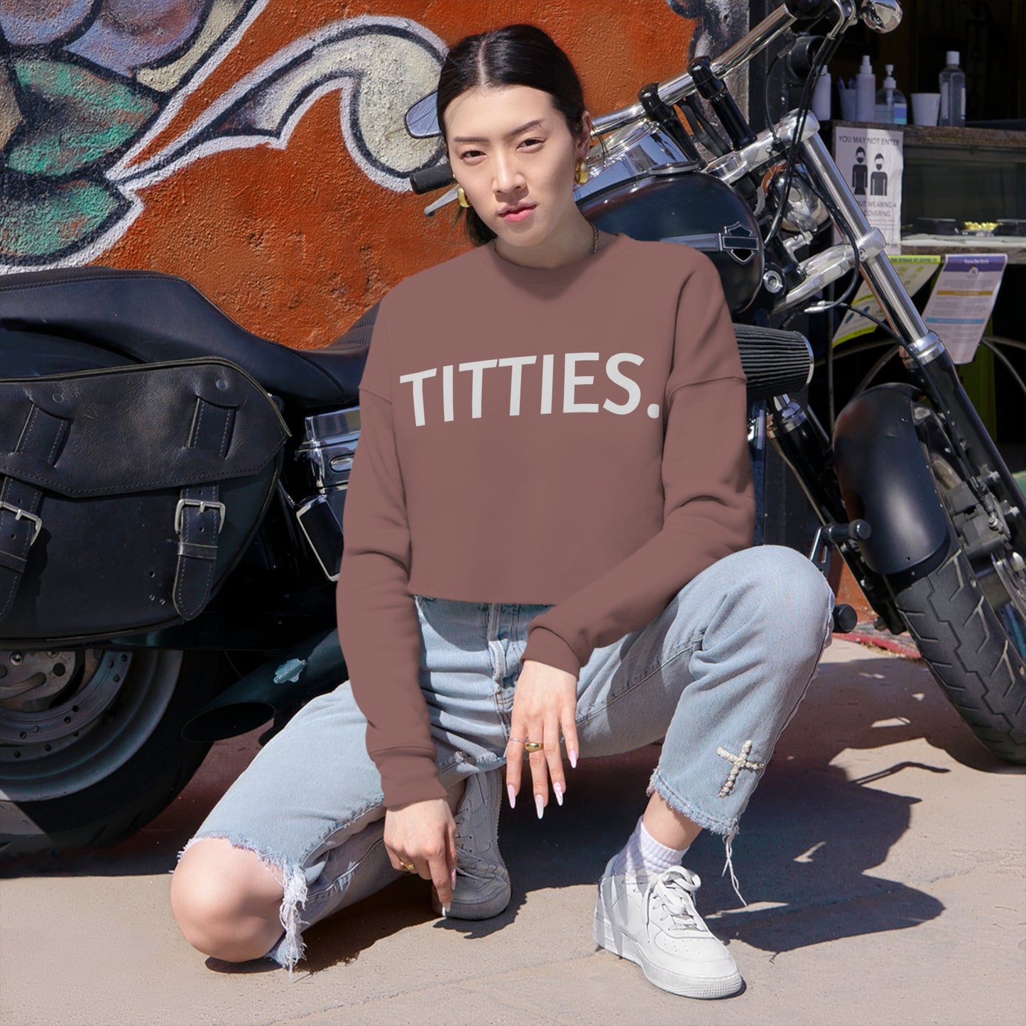 Nonchalant TITTIES - Women's Cropped Sweatshirt